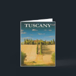 Toscane Italië Retro Vintage Travel Poster Notitiekaartje<br><div class="desc">Iedereen zou graag een van deze retro-Italiaanse reisposterbriefkaarten ontvangen met een  afbeelding van een villa in Toscane,  Italië! De binnenkant van de kaarten is leeg.</div>
