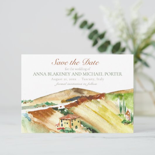 Toscane Italië Save the Date Bestemming Bruiloft (Staand voorkant)
