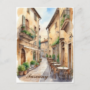Toscane Italië Toscaans Café Waterverf Reizen Briefkaart