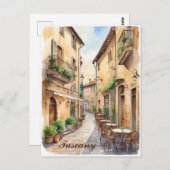 Toscane Italië Toscaans Café Waterverf Reizen Briefkaart (Voorkant / Achterkant)