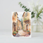 Toscane Italië Toscaanse Dorp Waterverf Reizen Briefkaart (Staand voorkant)