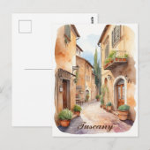 Toscane Italië Toscaanse Dorp Waterverf Reizen Briefkaart (Voorkant / Achterkant)