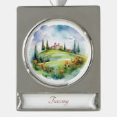 Toscane, Italië Travel Art Waterverf Ornament Verzilverd Banner Ornament (Voorkant)
