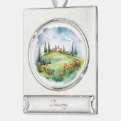 Toscane, Italië Travel Art Waterverf Ornament Verzilverd Banner Ornament (Links)
