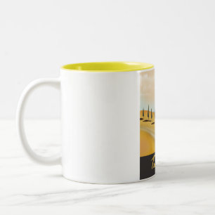 Toscane Italië vintage stijl reisposter Tweekleurige Koffiemok