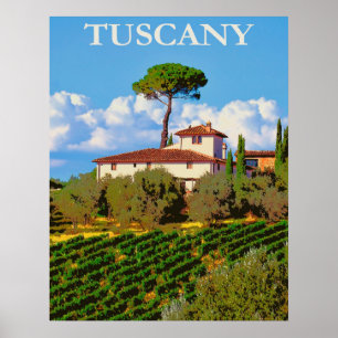Toscane, Italië Vintage Travel Poster