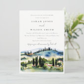 Toscane Italië Waterverf Landschap Couples Shower Kaart (Staand voorkant)