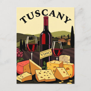 Toscane Italië Wijn en Kaas Culinaire Reis Kunst Briefkaart