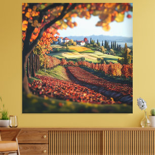 Toscane Italië Wijngaard Landschap Opgespannen Can Canvas Afdruk