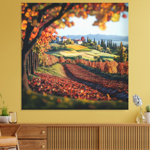 Toscane Italië Wijngaard Landschap Uitgerekte Canv Canvas Afdruk