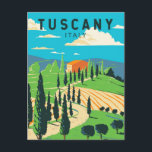 Toscane Italië Wijngaard Reizen Kunst Vintage Briefkaart<br><div class="desc">Kunstontwerp van de Toscane vector. De hoofdstad Florence is de thuisbasis van een aantal van de meest herkenbare Renaissance-kunst en -architectuur ter wereld,  waaronder het David-standbeeld van Michelangelo.</div>