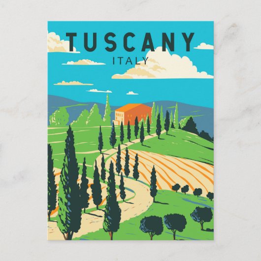 Toscane Italië Wijngaard Reizen Kunst Vintage Briefkaart (Voorkant)