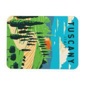 Toscane Italië Wijngaard Reizen Kunst Vintage Magneet (Horizontaal)