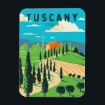 Toscane Italië Wijngaard Reizen Kunst Vintage Magneet<br><div class="desc">Kunstontwerp van de Toscane vector. De hoofdstad Florence is de thuisbasis van een aantal van de meest herkenbare Renaissance-kunst en -architectuur ter wereld,  waaronder het David-standbeeld van Michelangelo.</div>