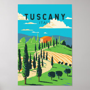 Toscane Italië Wijngaard Reizen Kunst Vintage Poster