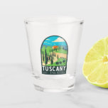 Toscane Italië Wijngaard Reizen Kunst Vintage Shot Glas<br><div class="desc">Kunstontwerp van de Toscane vector. De hoofdstad Florence is de thuisbasis van een aantal van de meest herkenbare Renaissance-kunst en -architectuur ter wereld,  waaronder het David-standbeeld van Michelangelo.</div>