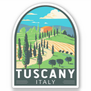 Toscane Italië Wijngaard Reizen Kunst Vintage Sticker