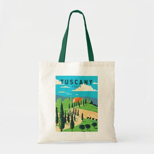 Toscane Italië Wijngaard Reizen Kunst Vintage Tote Bag (Voorkant)