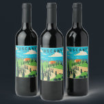 Toscane Italië Wijngaard Reizen Kunst Vintage Wijn Etiket<br><div class="desc">Kunstontwerp van de Toscane vector. De hoofdstad Florence is de thuisbasis van een aantal van de meest herkenbare Renaissance-kunst en -architectuur ter wereld,  waaronder het David-standbeeld van Michelangelo.</div>