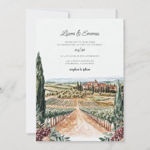 Toscane Italië Wijngaard Waterverf bruiloft Kaart