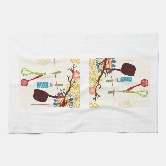 Toscane Kitchen - gereedschap op de flora. Theedoek (Horizontaal)