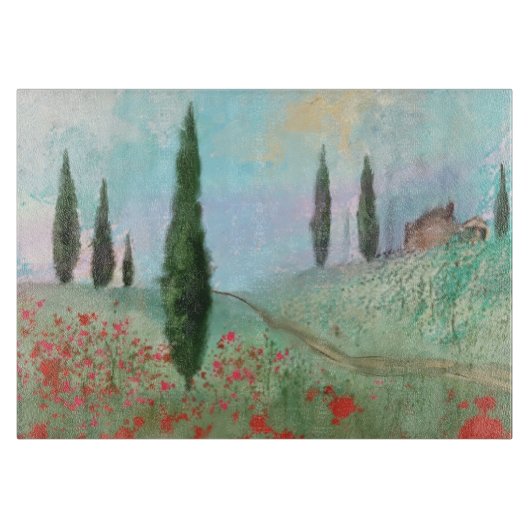 Toscane Landscape Scene Glass Cutting Board Snijplank (Voorkant)