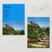 TOSCANE LANDSCHAP, ANTIEK MIDDELEEUWSE DORP, Blauw Visitekaartje (Voorkant / Achterkant)