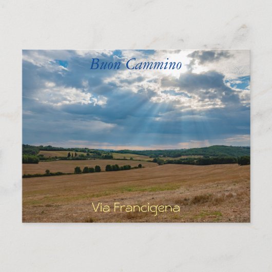 Toscane landschap langs via Francigena briefkaart (Voorkant)