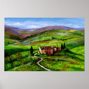 TOSCANE LANDSCHAP MET GROENE HEUVELS POSTER