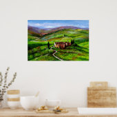 TOSCANE LANDSCHAP MET GROENE HEUVELS POSTER (Keuken)