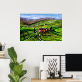 TOSCANE LANDSCHAP MET GROENE HEUVELS POSTER (Thuiskantoor)