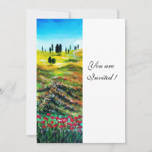 TOSCANE LANDSCHAP MET KLAPROZEN ,wit Kaart