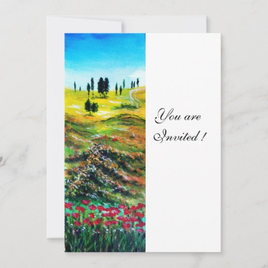 TOSCANE LANDSCHAP MET KLAPROZEN ,wit Kaart (Voorkant)