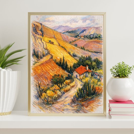Toscane landschapskunst | landschapschilderij afdr poster