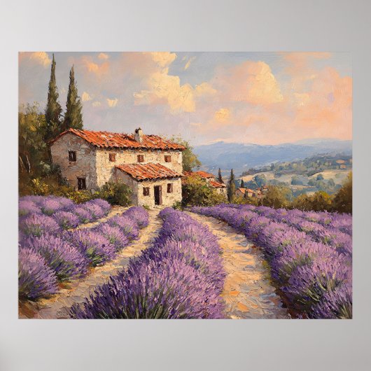 Toscane lavendelveld met stenen huisje poster (Voorkant)