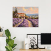 Toscane lavendelveld met stenen huisje poster (Thuiskantoor)