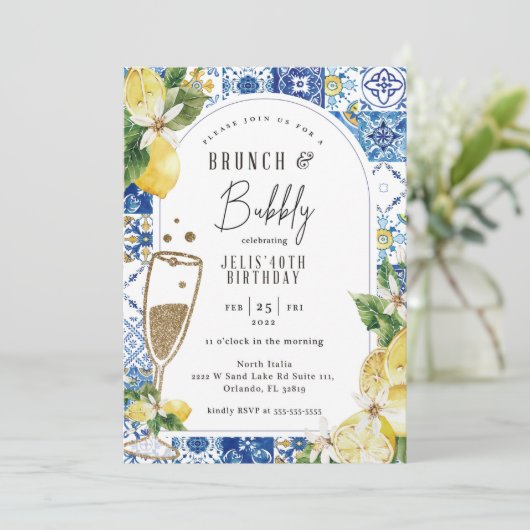 Toscane Lemon thema uitnodiging van de dag (Staand voorkant)