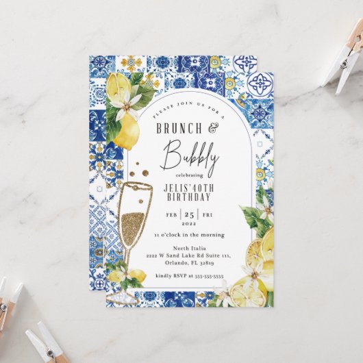 Toscane Lemon thema uitnodiging van de dag (Voorkant / Achterkant in situ)