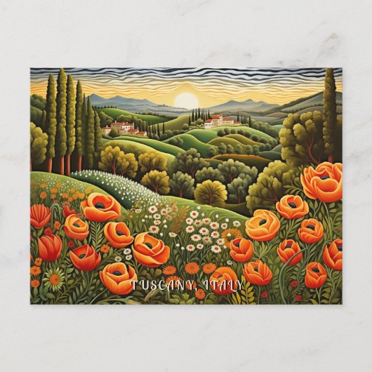 Toscane Lente Landschap Schilderij Italië Reizen K Briefkaart (Voorkant)