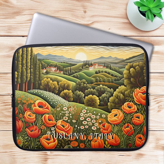 Toscane Lente Landschap Schilderij Italië Reizen K Laptop Sleeve (Tuscany Spring Landscape Painting Italy Travel Art Laptop Sleeve)