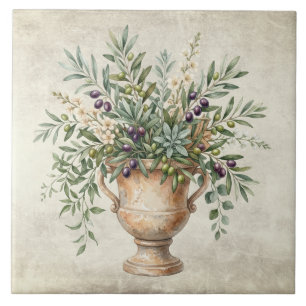 Toscane Mediterraan Urn Olijven Landelijk Tegeltje