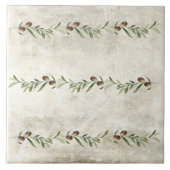 Toscane Olijf & takken in rustieke Waterverven Tegeltje (Voorkant)