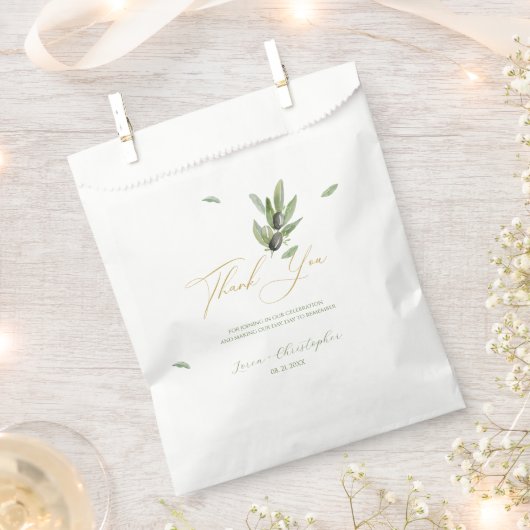 Toscane olijfbladeren tak-dank u bedankzakje (Geknipt)