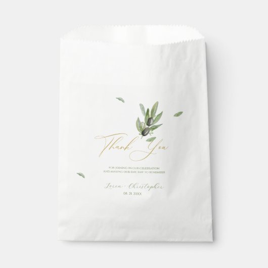 Toscane olijfbladeren tak-dank u bedankzakje (Voorkant)