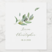 Toscane olijfbladeren tak-dank u wijn etiket (Enkel label)