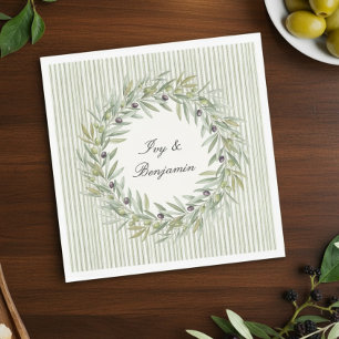 Toscane Olijfgroene Streep Rehearsal Dinner Servet