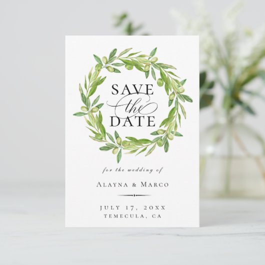 Toscane Olive met de datum waarop Aankondiging (Staand voorkant)