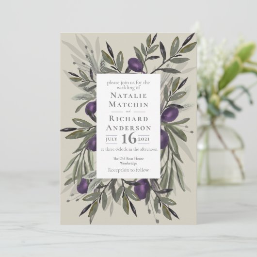 Toscane Oliving Wedding Invite Kaart (Staand voorkant)