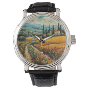Toscane platteland Italië van Gogh stijl Horloge