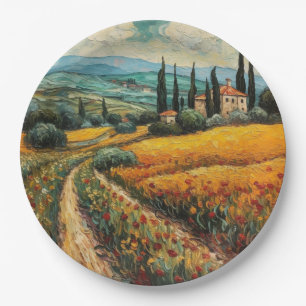 Toscane platteland Italië van Gogh stijl Papieren Bordje